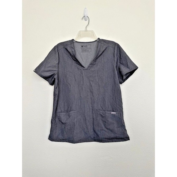 FIGS Casma Three-Pocket Scrub Top Gray V-Neck Size Medium Women's FW1100 - Picture 1 of 10